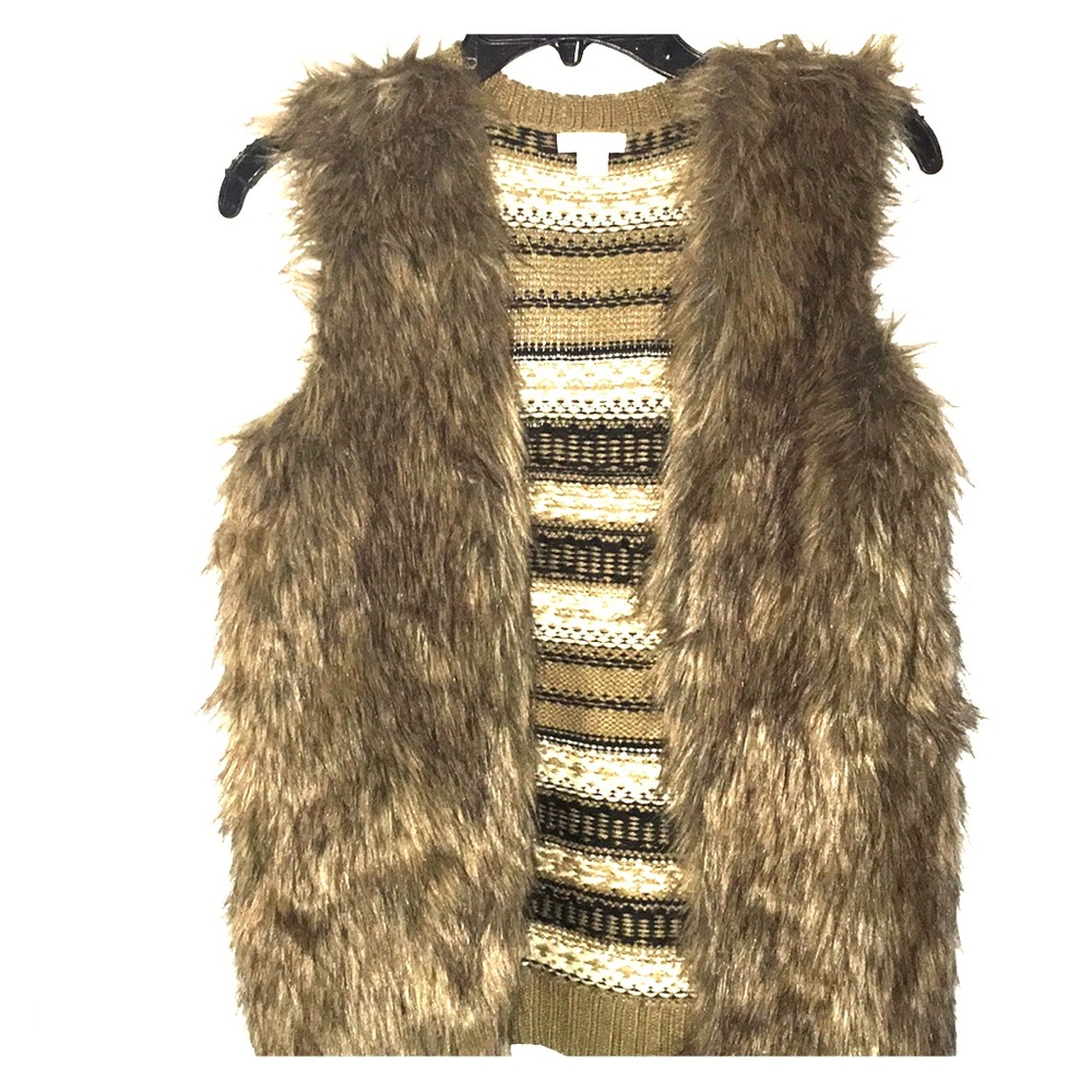 Tan Brown Faux Fur Vest size XS/Small